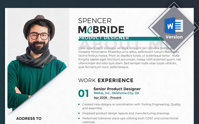 Spencer McBride - Modello di curriculum per designer di prodotti