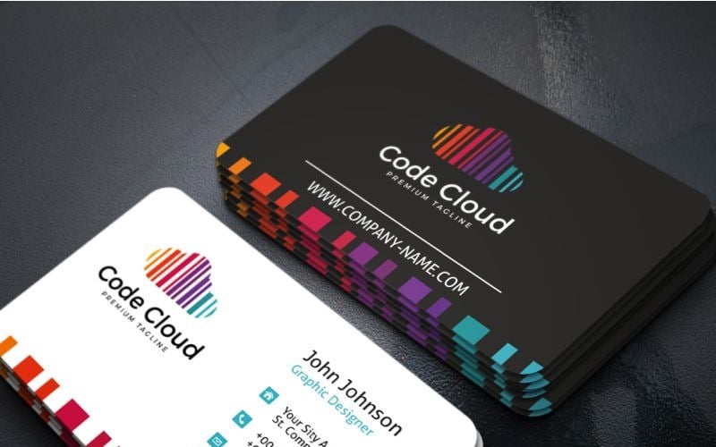 Download Фирменный стиль "Code Cloud Business Card - Corporate Identity Template" / Code Cloud Business Card - Corporate Identity Template - Фирменный стиль на тему графика awesome business card clean color colorful company cool corporate creative designer exclusive fashion graphic model modern multicolored personal photography