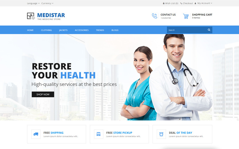 универсальный шаблон opencart medistar