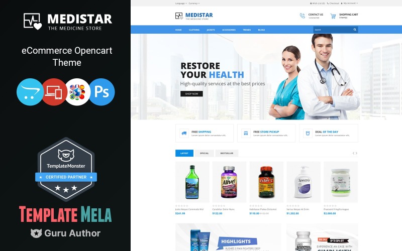Medistar - 医药和多用途 OpenCart 模板