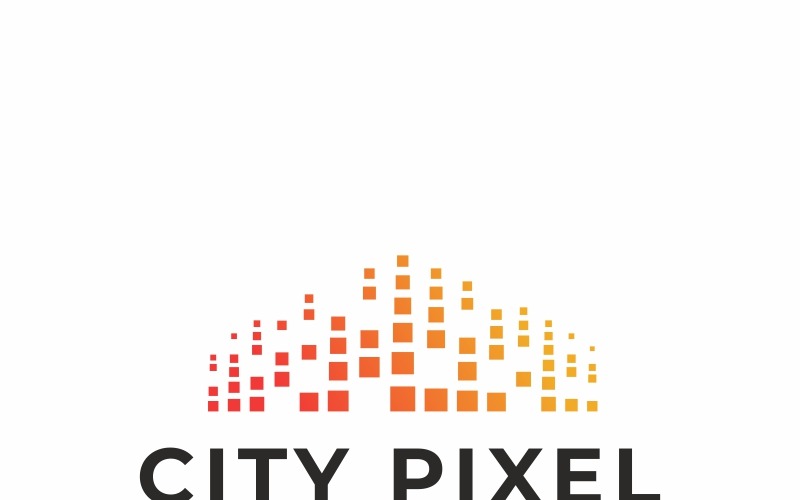 Město Pixel Logo šablona