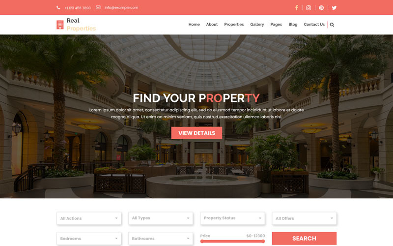 Download PSD шаблон "Real-Properties - Real Estate PSD Template" / Real-Properties - Real Estate PSD Template - Адаптивный PSD шаблон на тему агентство недвижимости apartment appointment-booking home home-sale housing listing property property-sale real-estate realtor realty rentals single-property single-property-sale agents apartments booking business 