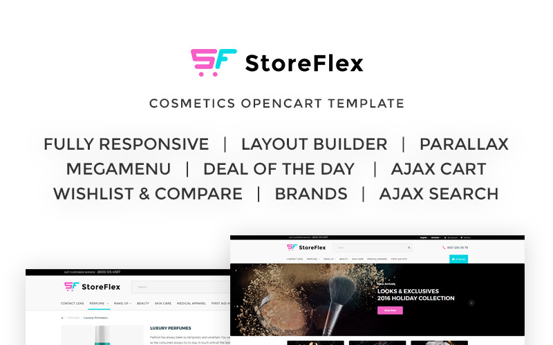StoreFlex - modelo OpenCart para cosméticos e maquiagem