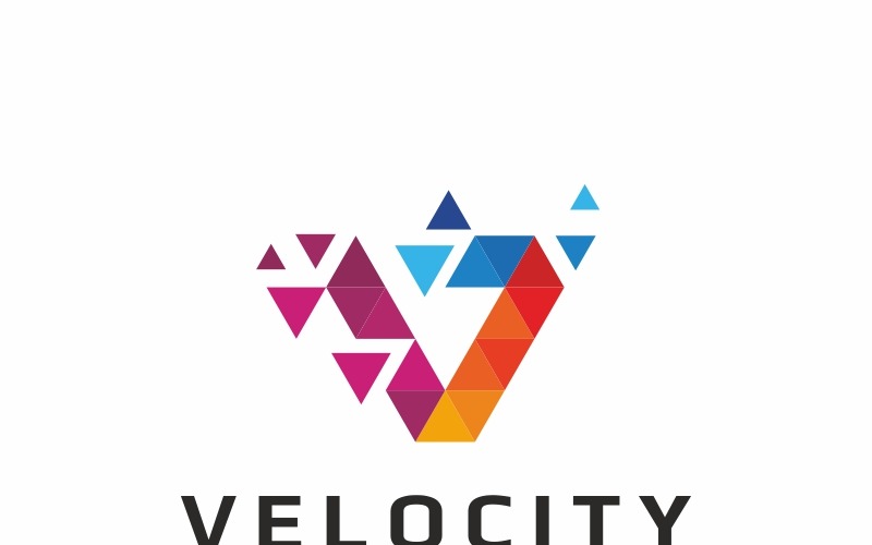 Download Шаблон логотипа "Velocity - V Letter Polygon Logo Template" / Velocity - V Letter Polygon Logo Template - Шаблон логотипа на тему графика alphabet app brand color colour creative design digital graphic icon initial letter v logo media monogram mozaic negative space pixel
