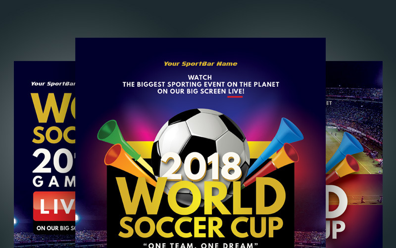Download Фирменный стиль "World Soccer Cup Flyers - Corporate Identity Template" / World Soccer Cup Flyers - Corporate Identity Template - Фирменный стиль на тему графика soccer football world cup 2018 russia games final sport bar restaurant beer music party night flyer leaflet pamphlet ad magazine