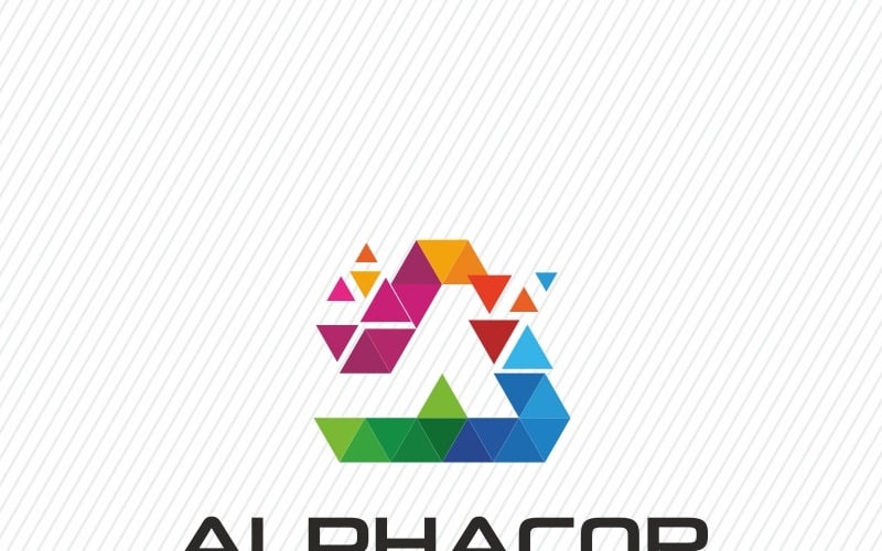 Alphacor - Bir Mektup Çokgen Logo Şablonu