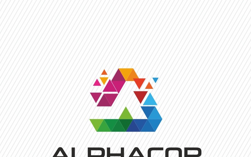 Alphacor - um modelo de logotipo de polígono de carta
