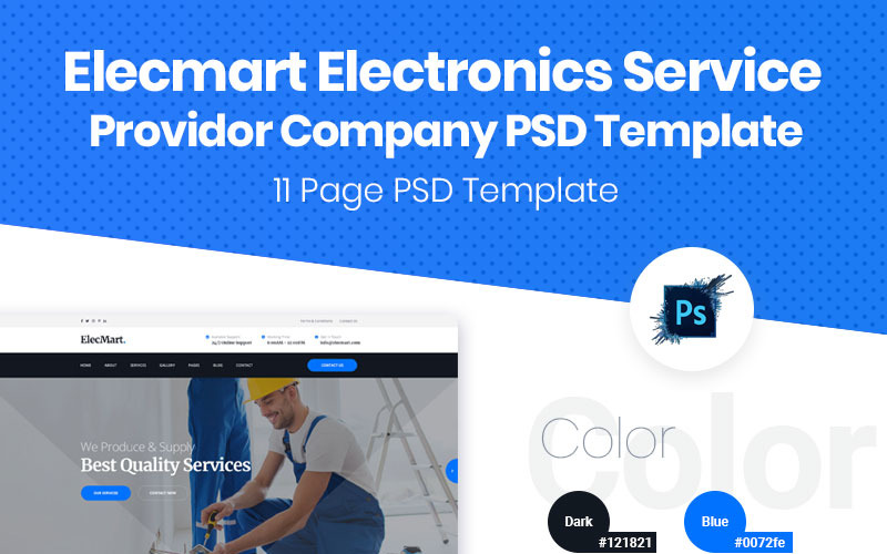 Download PSD шаблон "Elecmart Electronics Service Provider Company PSD Template" / Elecmart Electronics Service Provider Company PSD Template - PSD шаблон на тему электроника electronics psd creative ui ux design template website responsive minimal corporate