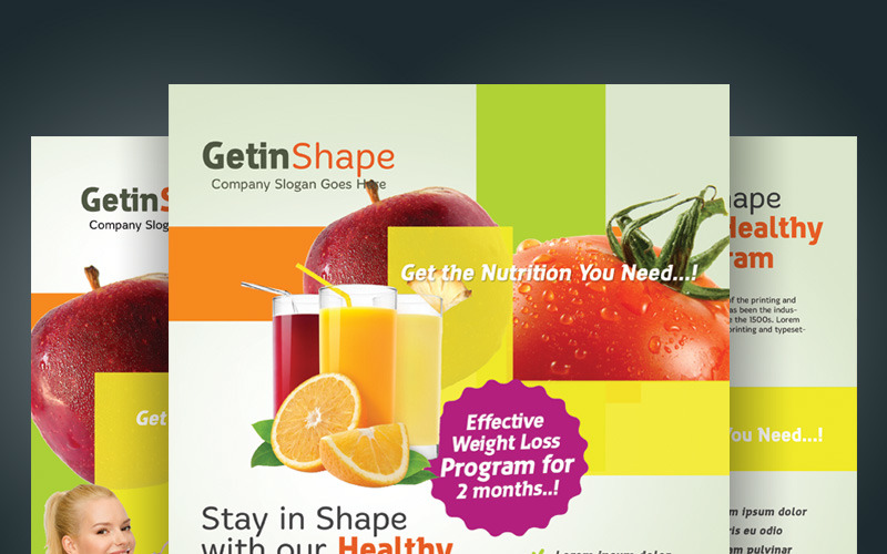 Download Фирменный стиль "Healthy Diet Program Flyers - Corporate Identity Template" / Healthy Diet Program Flyers - Corporate Identity Template - Фирменный стиль на тему графика ad campaign class counseling diet fat fitness flyer food health healthy leaflet nutrient nutrition nutritionist seminar training weight loss workshop