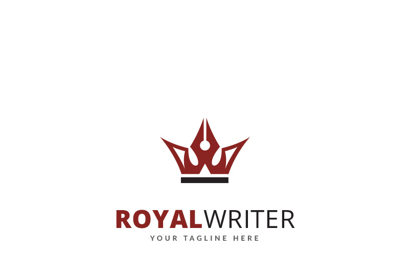 Download Шаблон логотипа "Royal Writer Logo Logo Template" / Royal Writer Logo Logo Template - Шаблон логотипа на тему графика business copywriting crown editable logo template vector for writers fountain pen ink nib company resizable royal scalable seo stationery stylus