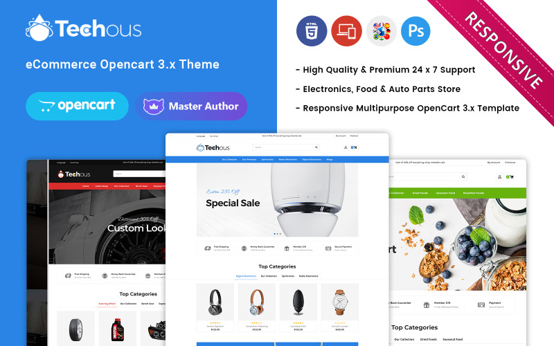 Techous Megashop - Responsief Opencart-thema