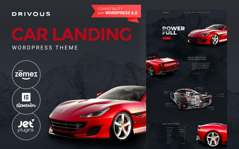 Drivous – motyw WordPress Elementor dla witryny salonu samochodowego Car Landing