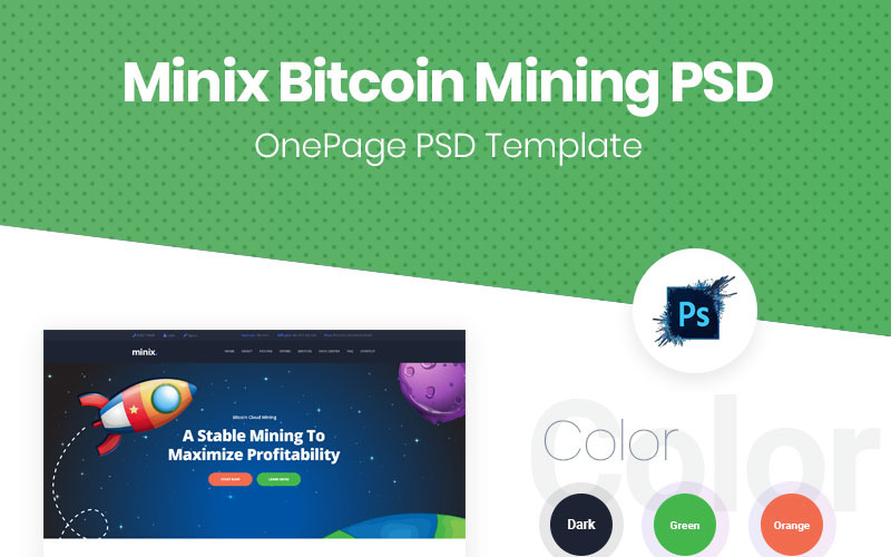 Download PSD шаблон "Minix Bitcoin Mining PSD Template" / Minix Bitcoin Mining PSD Template - Адаптивный PSD шаблон на тему бизнес услуги bitcoin mining currency miner minix uithemes