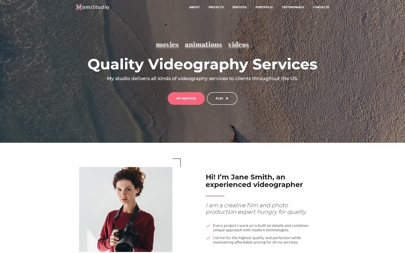 видеосъемка услуги html5 шаблон целевой страницы