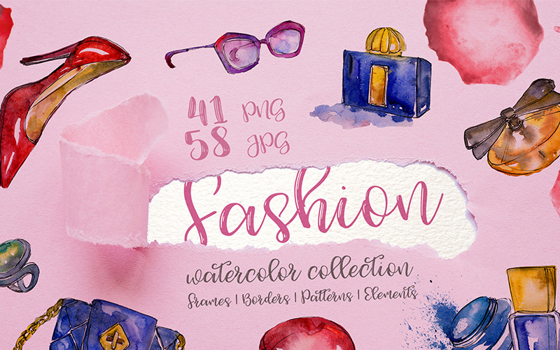 Fashion Glamour  PNG watercolor set - Illustration
