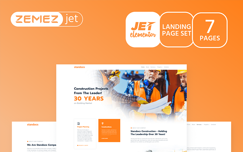 Grandbuild - stavební společnost - sada Jet Elementor Kit
