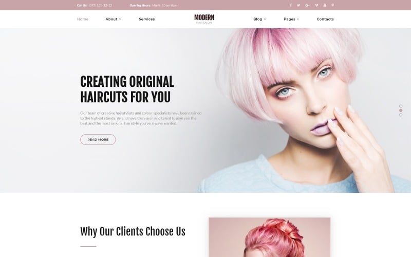 Modern - Vivid Hair Salon Multipage Website Template