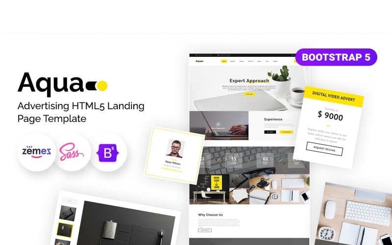 Aqua - Werbung HTML5 Landing Page Template