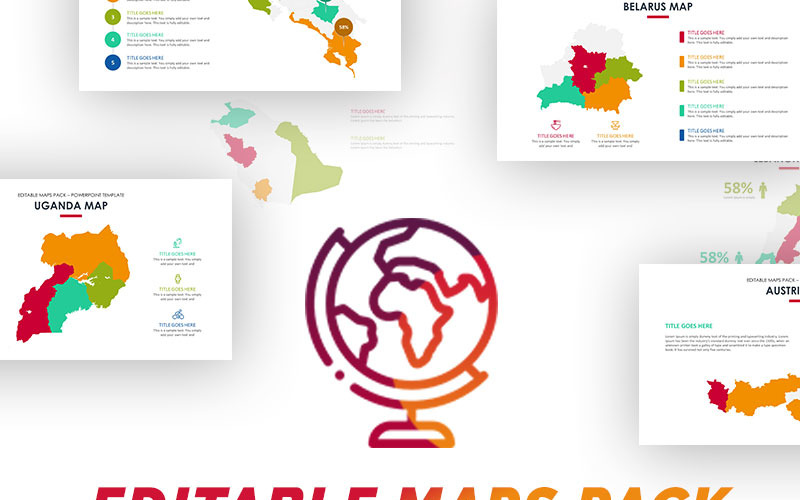 Bewerkbare Maps Pack PowerPoint-sjabloon