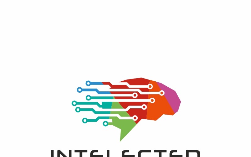 Modèle de logo numérique Intelected Brain
