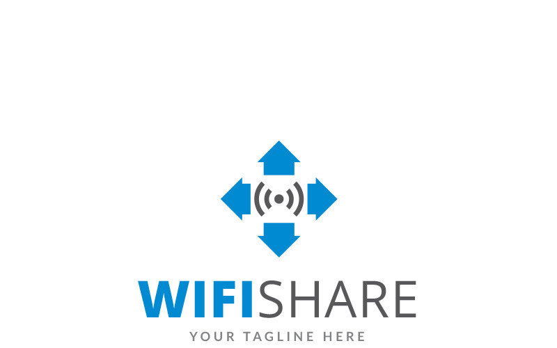 Download Шаблон логотипа "Wifi Share Logo Template" / Wifi Share Logo Template - Шаблон логотипа на тему графика blue brain bulb connect creative idea share inspiration inspire light mind network orange sharing signal spread think wave wifi