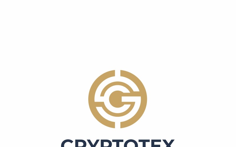 Cryptotex - Modelo de logotipo Bitcoin de tecnologia de criptografia
