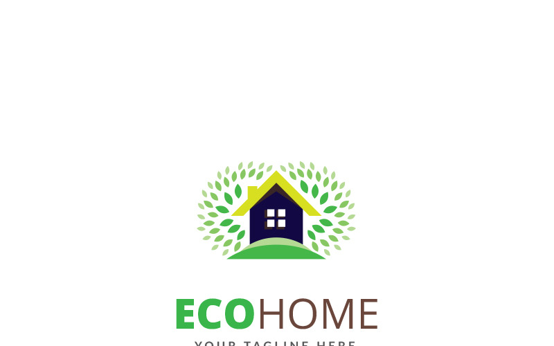 Download Шаблон логотипа "Eco Home Logo Template" / Eco Home Logo Template - Шаблон логотипа на тему графика blue brand builder builders building construction corporate eco ecological ecology evergreen green leaf group hill home house housing leafs natural