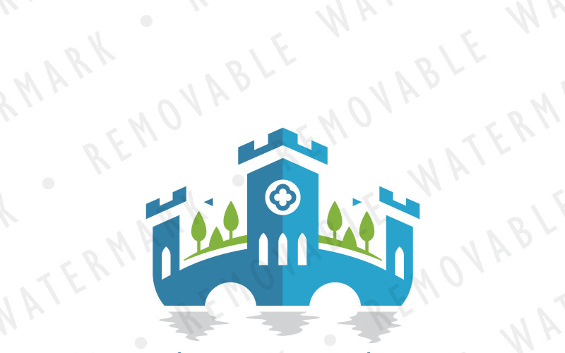 Download Шаблон логотипа "Lake Castle Logo Template" / Lake Castle Logo Template - Шаблон логотипа на тему графика hotel castle river bridge luxury lake fortress garden lakeside residence stronghold logo design template realty construction architecture wellness property resort