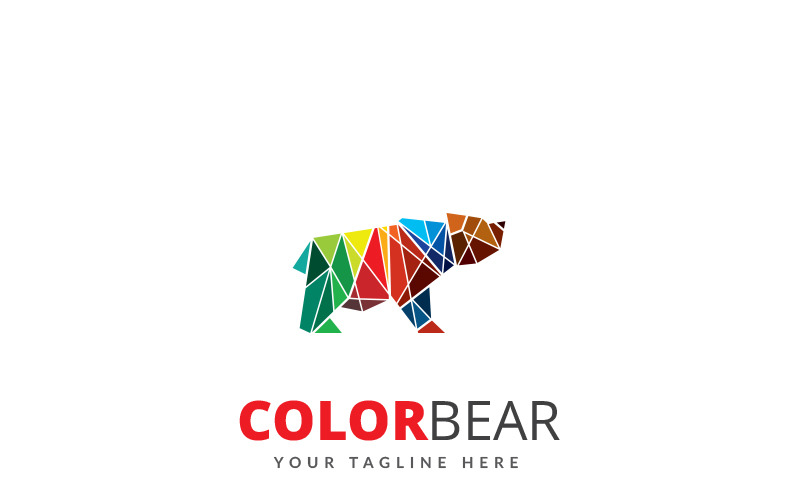 Modelo de logotipo colorido do urso