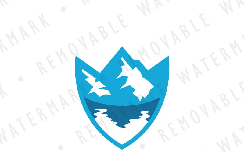 Plantilla de logotipo de escudo de lago glacial