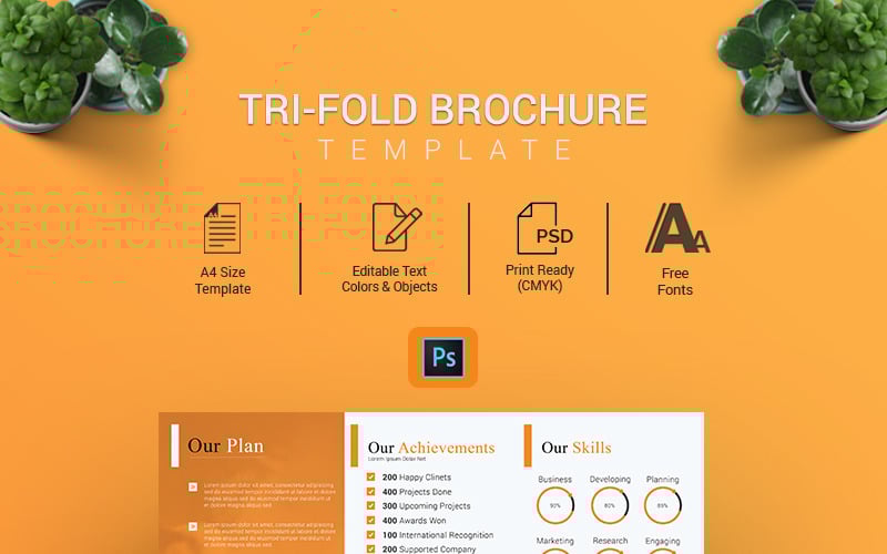 Download Фирменный стиль "Tri-fold Brochure - Corporate Identity Template" / Tri-fold Brochure - Corporate Identity Template - Фирменный стиль на тему графика a4 advertising agency branding brochure business clean company corporate creative customisable financial indesign marketing modern multipurpose print ready pro professional