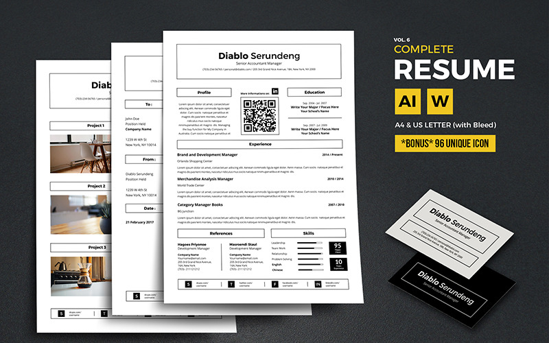 Download Резюме "Diablo - Modern Resume Template" / Diablo - Modern Resume Template - Резюме на тему графика resume template cv coverletter microsoftword creative design clean professional curriculumvitae modern simple word job