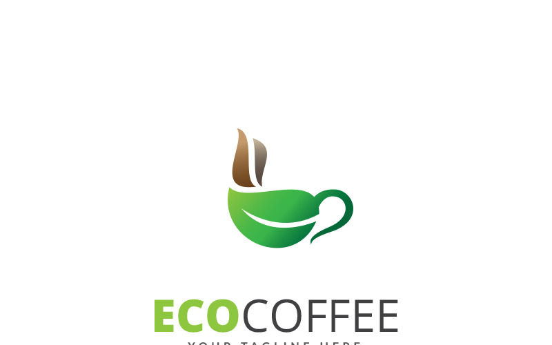 Download Шаблон логотипа "Eco Coffee Logo Template" / Eco Coffee Logo Template - Шаблон логотипа на тему графика beverages bistro brand cafe logo cafeteria cappuccino coffee coffee brand shop stock creative cup drinks espresso green tea hot identity
