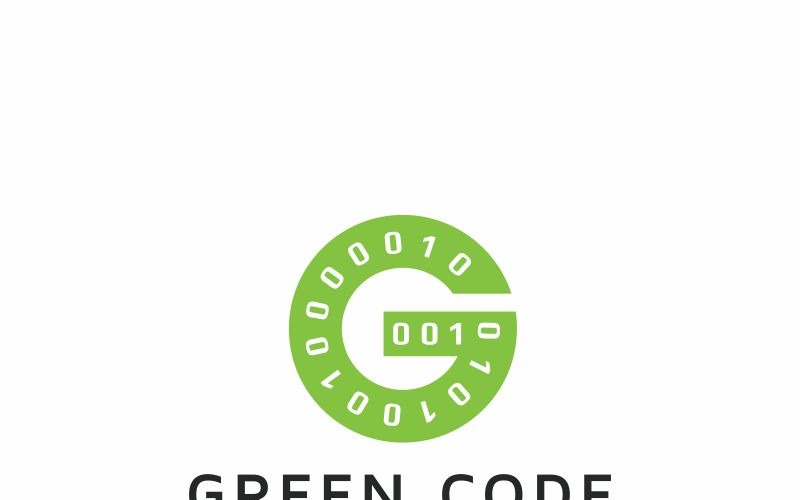Download Шаблон логотипа "Green Code Logo Template" / Green Code Logo Template - Шаблон логотипа на тему графика brackets code coding expression flat green logic programming simple slash software technology app g letter logo game gamer media modern