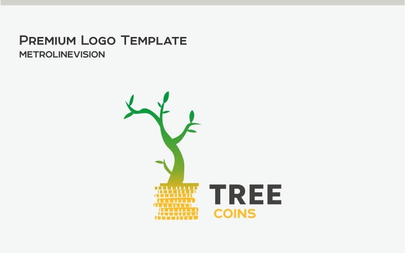 Modelo de logotipo de moedas de árvore