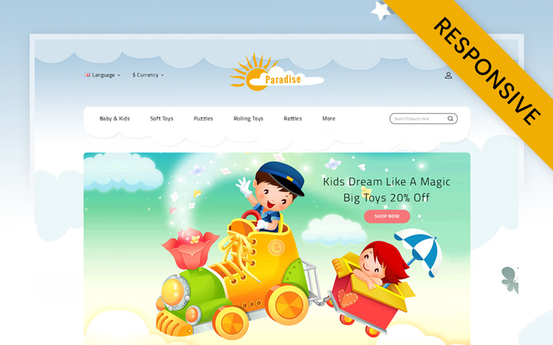 Paradise - Адаптивная тема OpenCart для магазина детских игрушек
