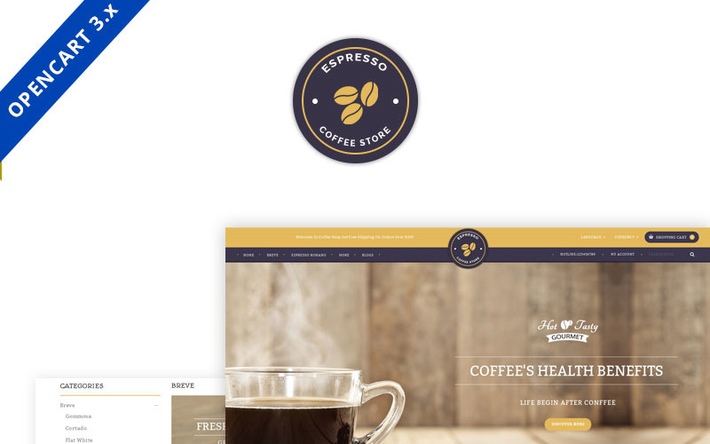 Plantilla OpenCart receptiva de café expresso