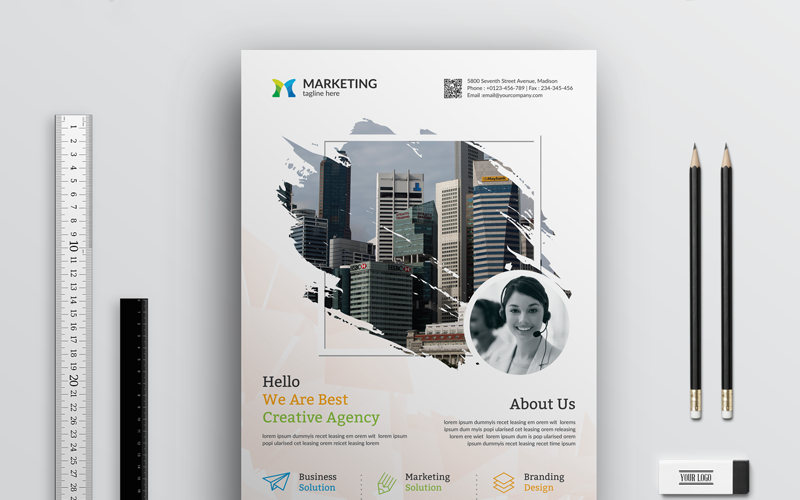 Download Фирменный стиль "Corporate Marketing Flyer - Corporate Identity Template" / Corporate Marketing Flyer - Corporate Identity Template - Фирменный стиль на тему графика flyer corporate artistic blue building computer graph graphic green hi-quality id kit internet logo modern multimedia official photo play prin