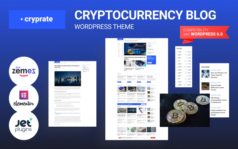 Cryprate - Blog o Bitcoinie i kryptowalutach, motyw WordPress Elementor