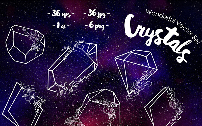 Underbara vektoruppsättningar för kristaller - illustration