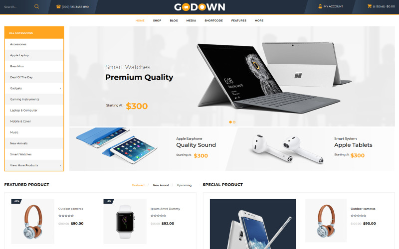 электроника многоцелевая тема woocommerce
