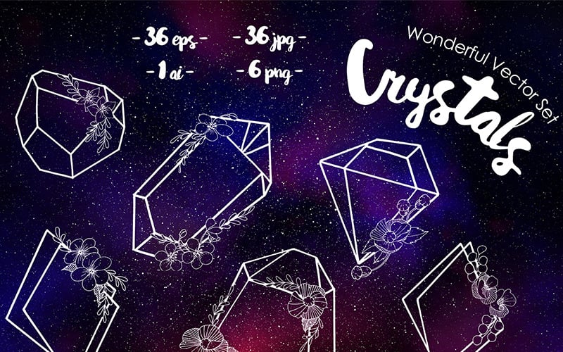 Krystaly nádherné vektorové sada - ilustrace