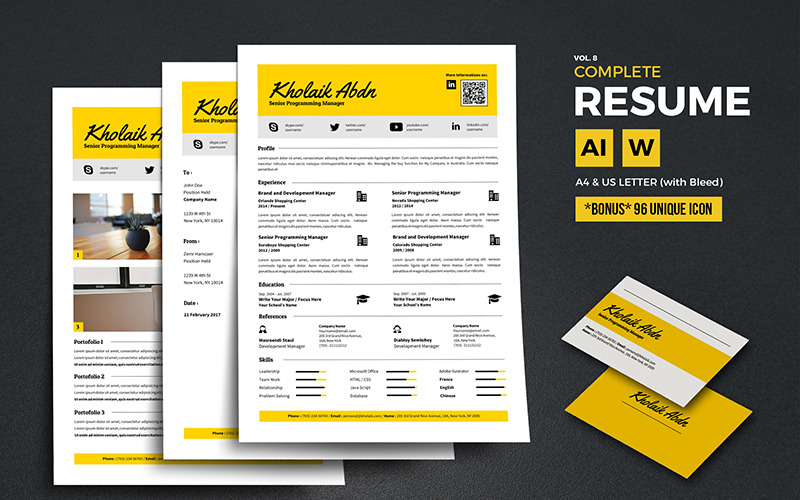 Download Резюме "Kholaik - Modern Resume Template" / Kholaik - Modern Resume Template - Резюме на тему графика resume template cv coverletter microsoftword creative design clean professional curriculumvitae modern simple word job