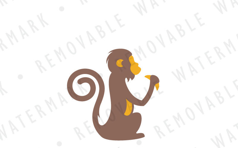 Modelo de logotipo de macaco sentado