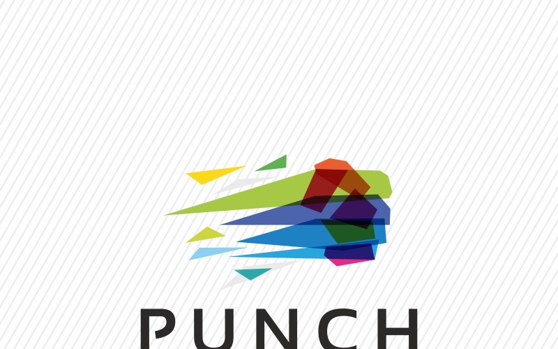 Download Шаблон логотипа "Punch Logo Template" / Punch Logo Template - Шаблон логотипа на тему графика app brand club colorful company corporate creative defense electric fight fighter firm game hand lightning low poly martial arts media
