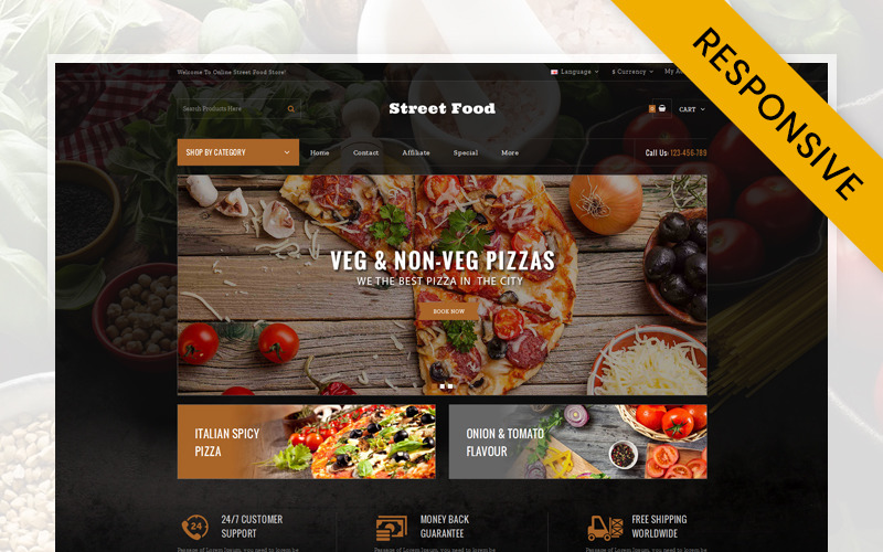 Responsywny motyw OpenCart dla sklepu Street Food