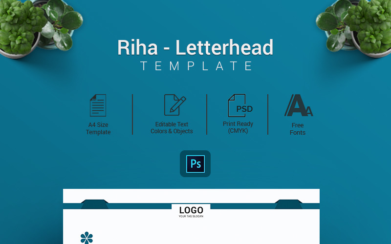 Download Фирменный стиль "Riha – Letterhead / Cover Letter - Corporate Identity Template" / Riha – Letterhead / Cover Letter - Corporate Identity Template - Фирменный стиль на тему графика business letterhead creative flyer graphic green landscape letterhead design logo magazine modern design official print professional simple standard web white