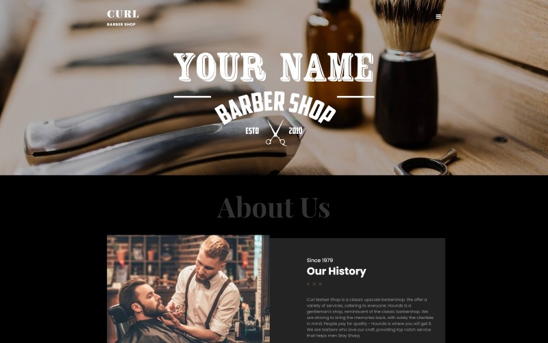 Curl - stylová šablona Barber Shop Joomla