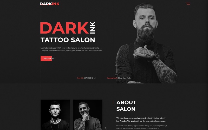 DarkInk - Многостраничный HTML5 шаблон веб-сайта тату-салона