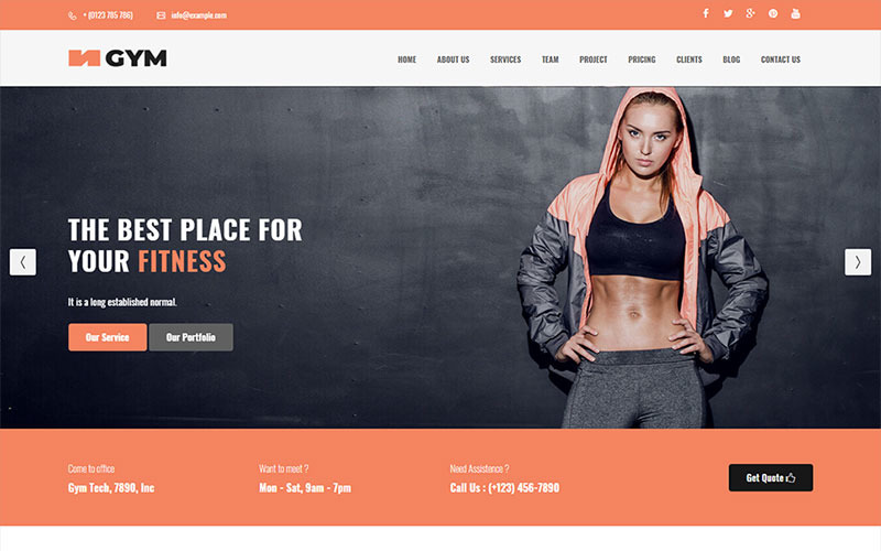 Gym Parallax Landing Page Vorlage 70610 Templatemonster